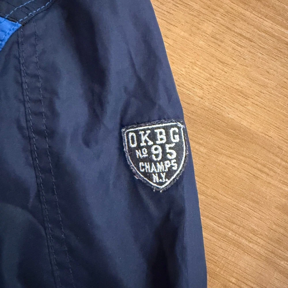 OshKosh Bgosh Boys Blue Colorblock Fleece‎ Lined Hooded Windbreaker Jacket 12M